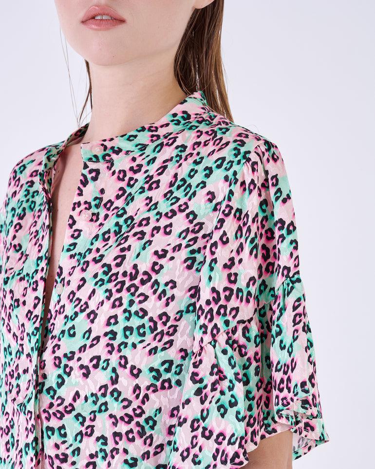 Silvian Heach Blusa leopardata con maniche ad aletta Vendite stagionali