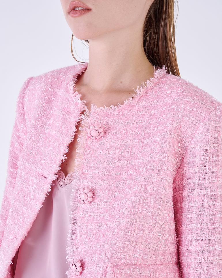 Silvian Heach Blazer corto in bouclé con frange Vendita calda