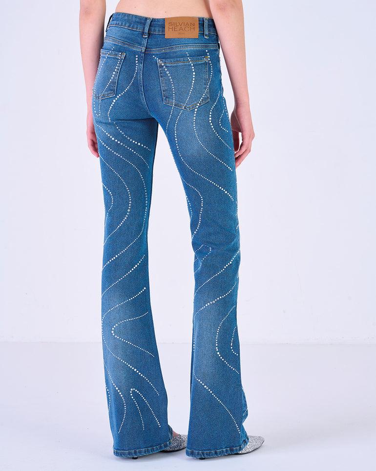 Silvian Heach Jeans a zampa con strass Lightning offer