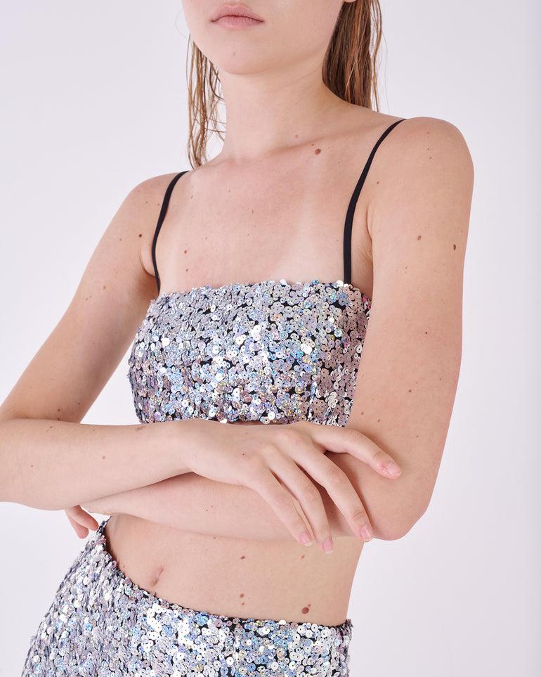 Silvian Heach Top crop con paillettes Smaltimento dello stoccaggio