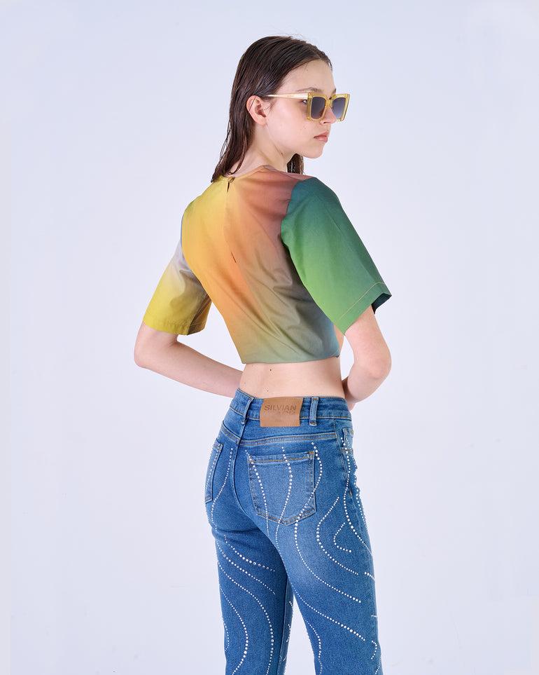 Silvian Heach T-Shirt crop multicolor Fino al 65% di sconto