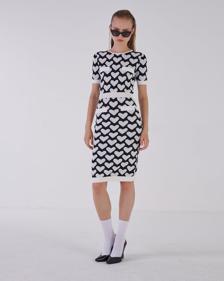 Silvian Heach Abito midi con cuori In vendita
