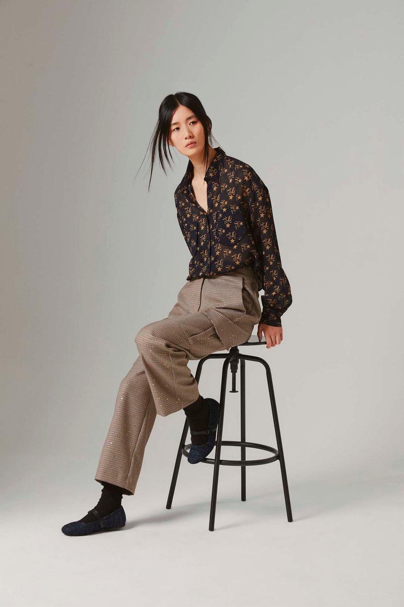 Shirtaporter Pant Cargo in Pied-de-Poule Soddisfazione Garantita
