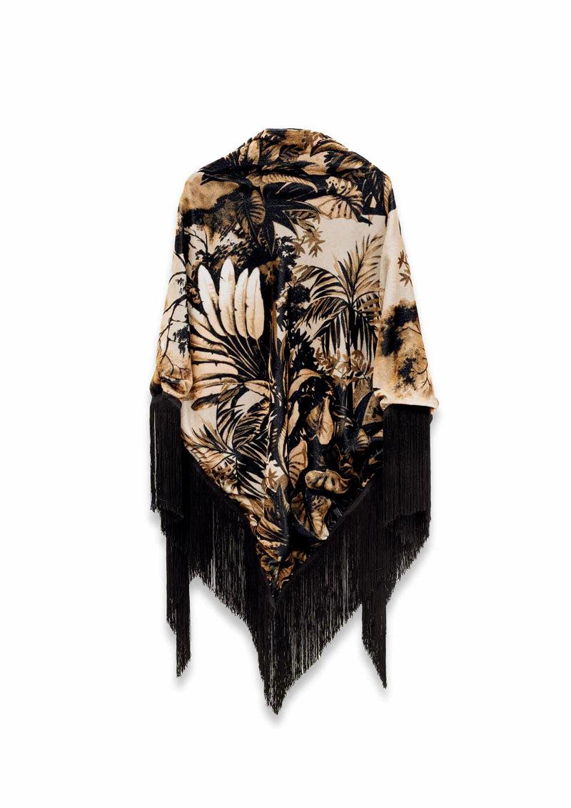 Shirtaporter SCIALLE IN VELLUTO CON FRANGE Acquista Ora