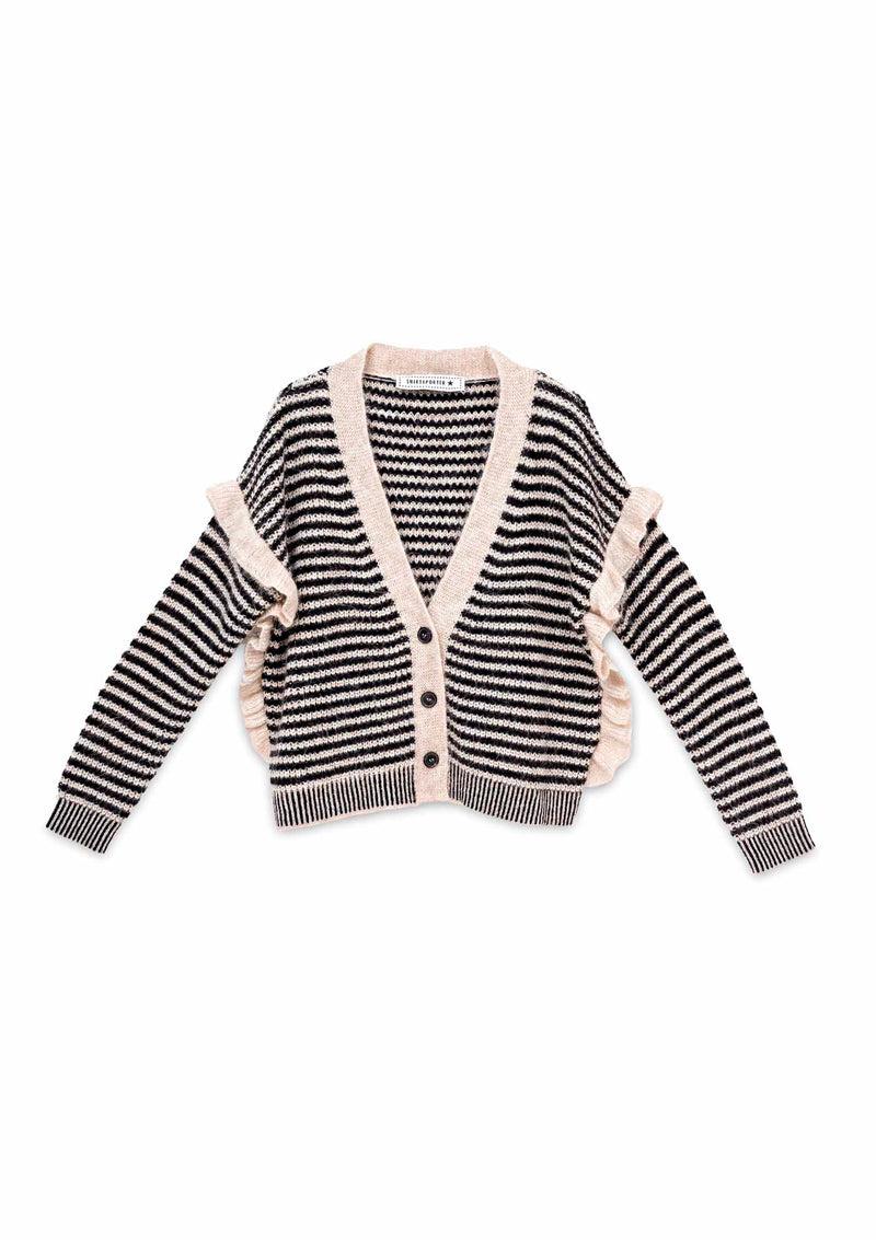 Shirtaporter CARDIGAN A RIGHE CON RUCHES Vendita Calda