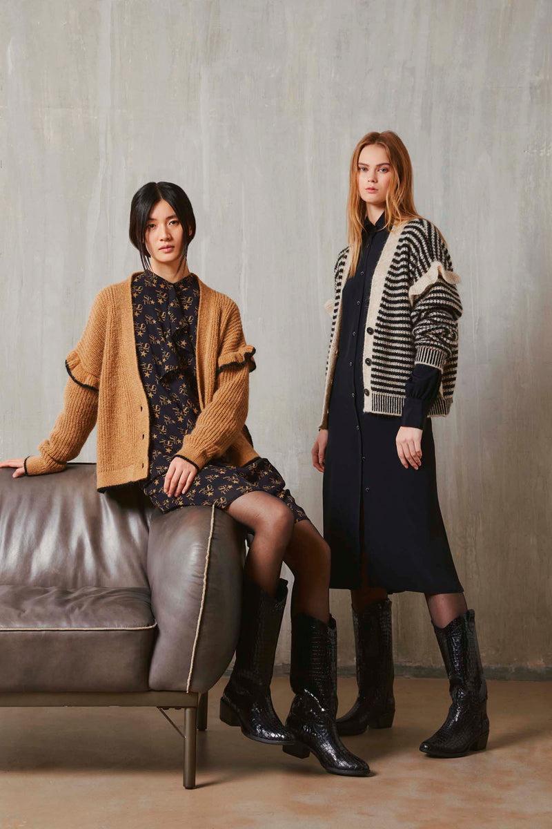 Shirtaporter CARDIGAN A RIGHE CON RUCHES Vendita Calda