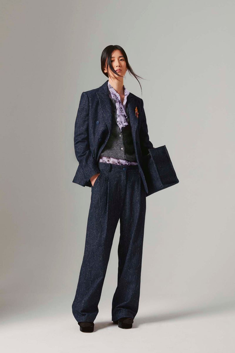 Shirtaporter Blazer Doppiopetto in Denim Jacquard Grande vendita