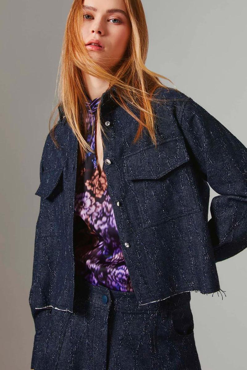 Shirtaporter CAMICIA CROPP DENIM JACQUARD In Saldo