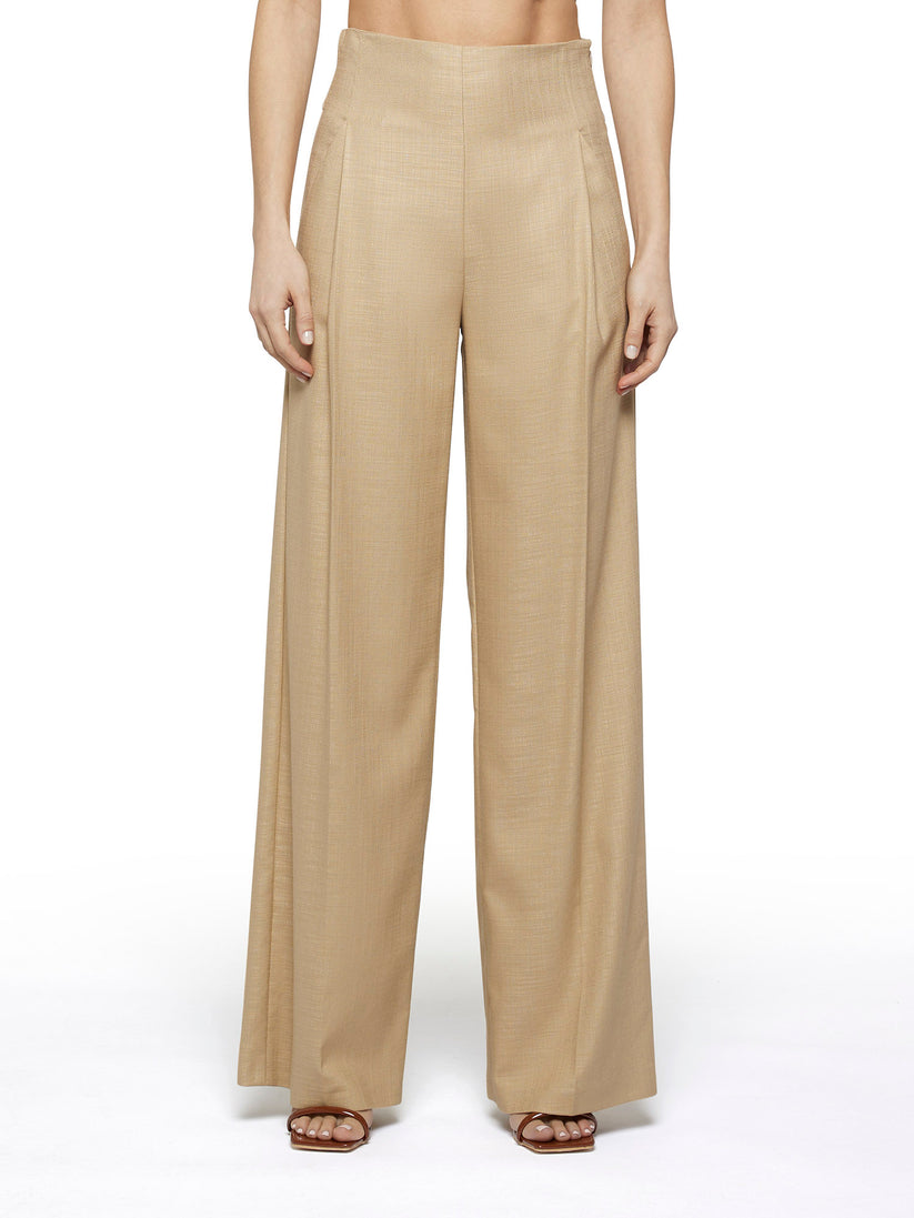 Space Simona Corsellini Pantalone ampio con tasche oblique in tramato luxury Economico