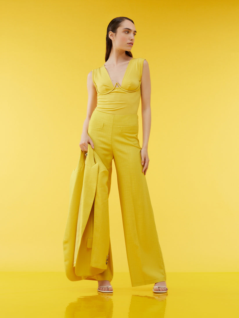 Space Simona Corsellini Pantalone ampio in tramato luxury In Saldo