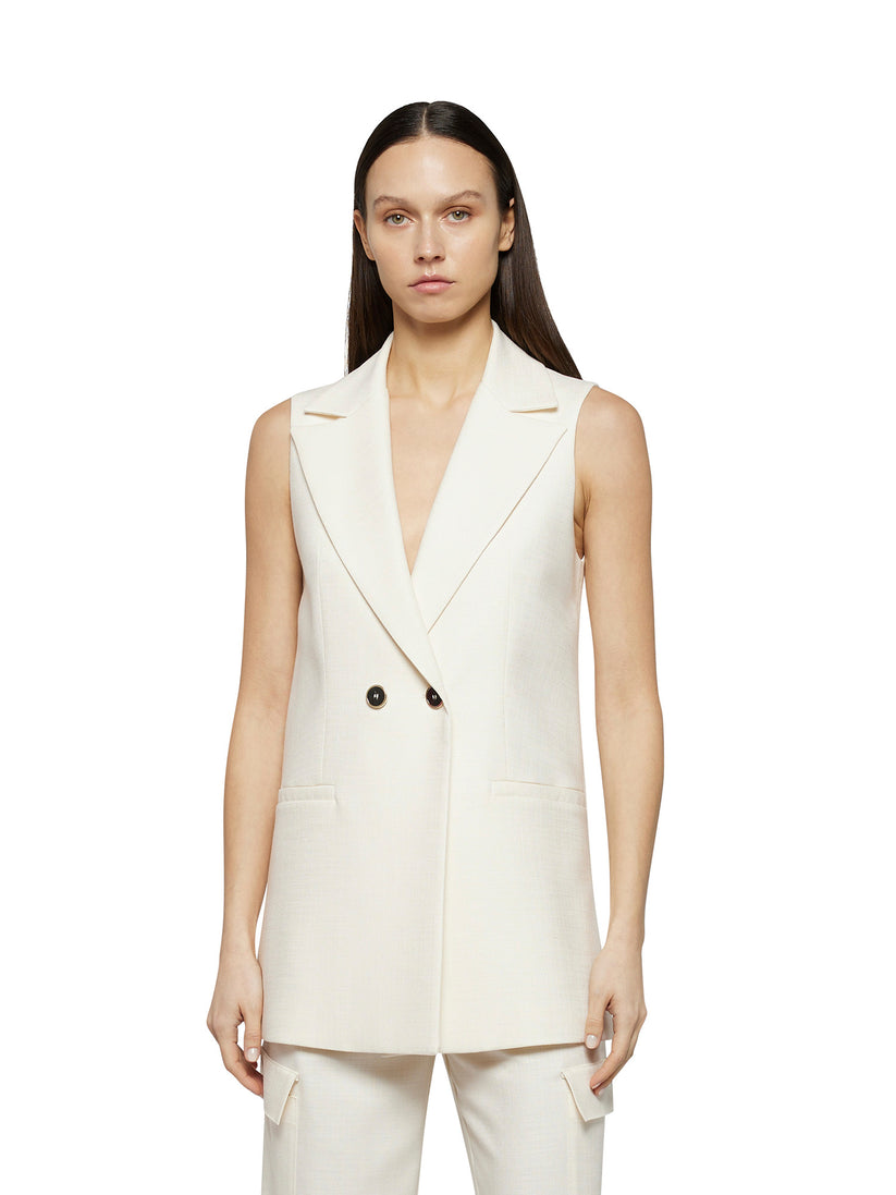 Space Simona Corsellini Gilet lungo in tramato luxury Italy