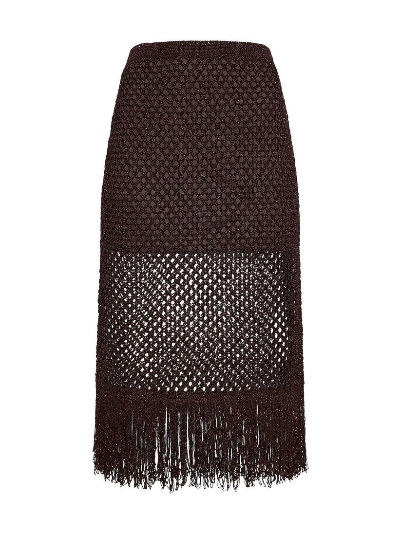 Space Simona Corsellini Gonna midi in lurex crochet e frangia Italia
