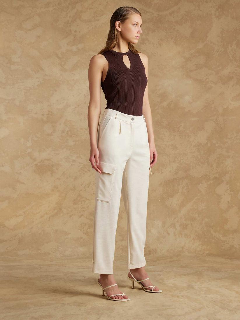 Space Simona Corsellini Pantalone cargo in tramato luxury 2025
