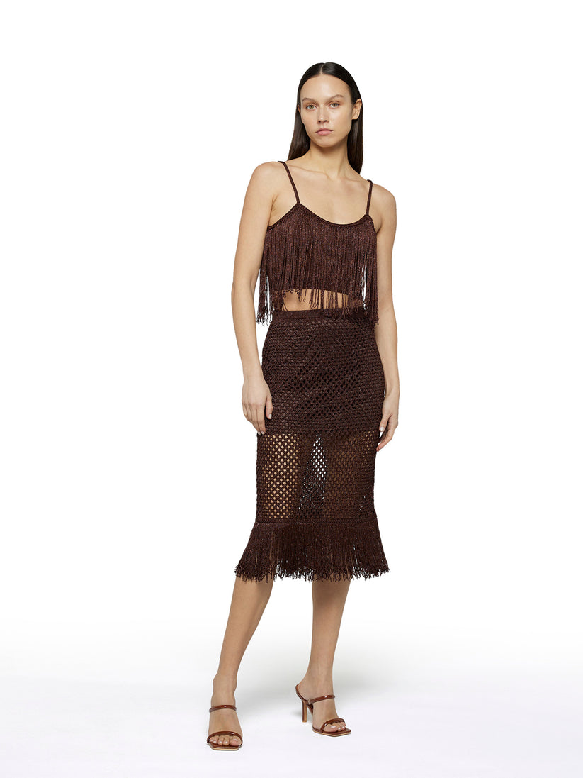 Space Simona Corsellini Top in crochet lurex con frange In Linea
