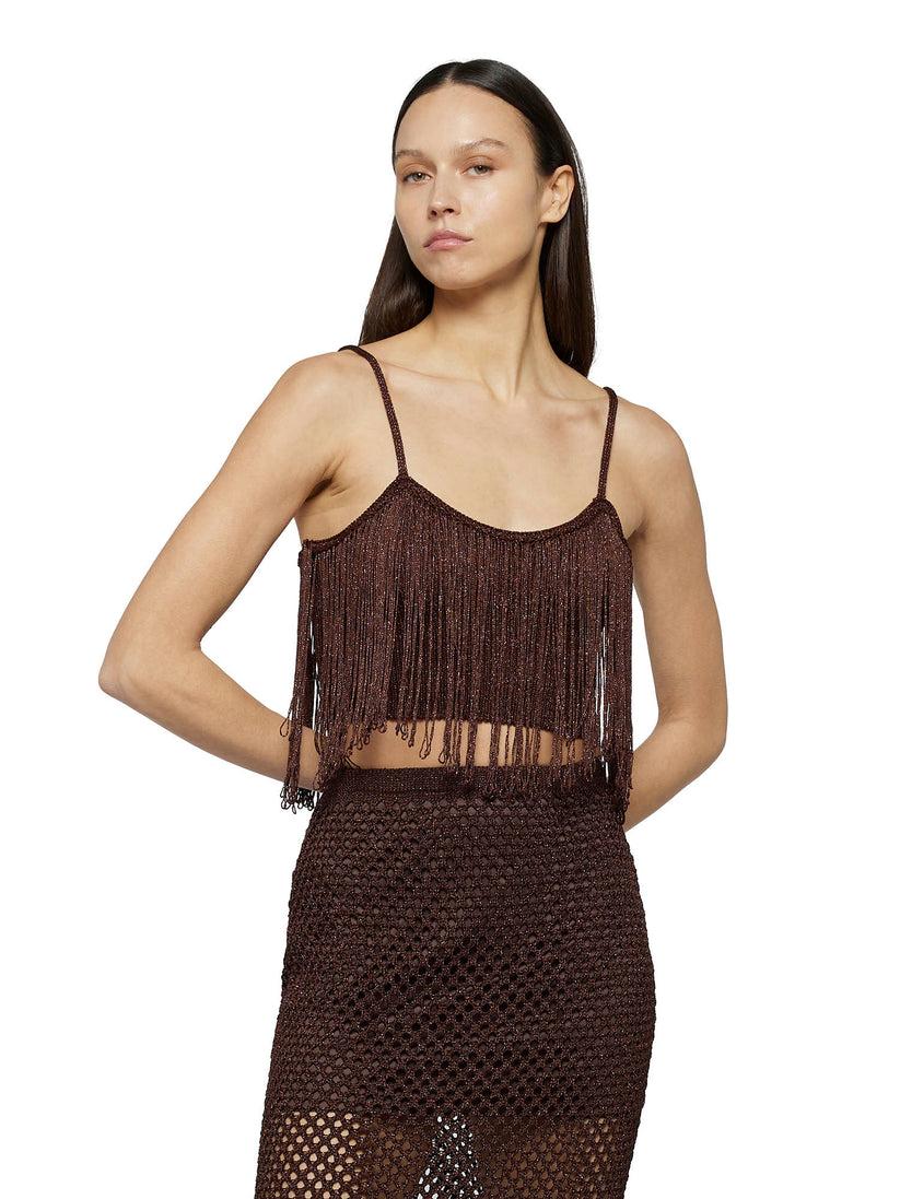 Space Simona Corsellini Top in crochet lurex con frange In Linea