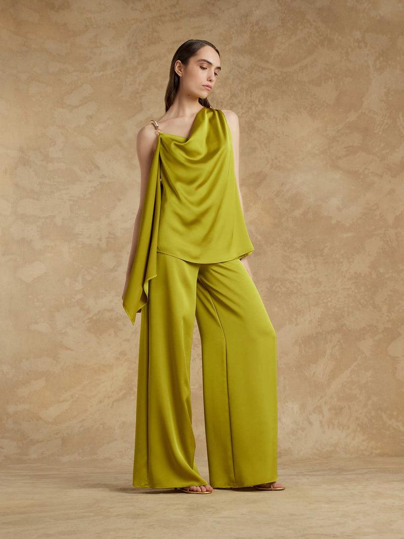 Space Simona Corsellini Pantalone palazzo in raso fluido Vendita