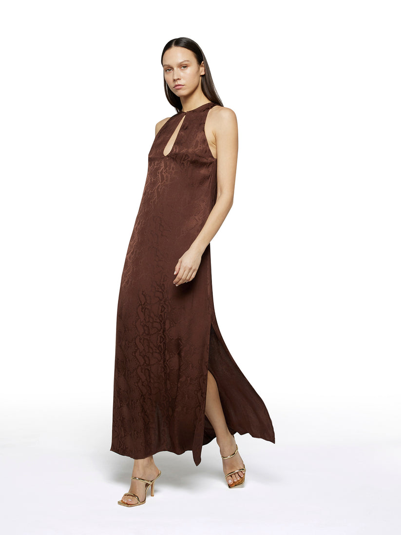 Space Simona Corsellini Abito in jacquard pitone con ampio scollo sul retro Promozione