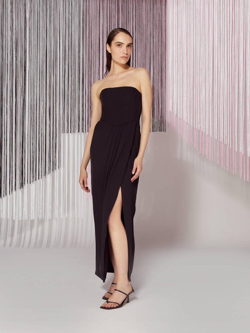 Space Simona Corsellini Abito lungo effetto bustier in poly fluido Prezzo Ridotto