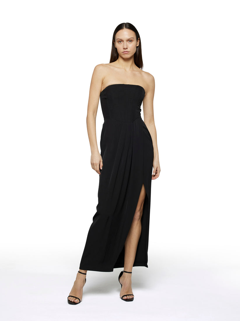 Space Simona Corsellini Abito lungo effetto bustier in poly fluido Prezzo Ridotto