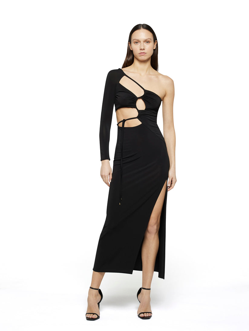 Space Simona Corsellini Abito midi cut-out monomanica in jersey Novità
