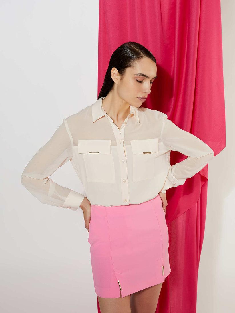Space Simona Corsellini Camicia see-through in acetato seta e georgette Vendita Economica
