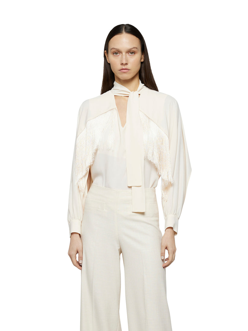 Space Simona Corsellini Blusa in acetato seta con frange Italy