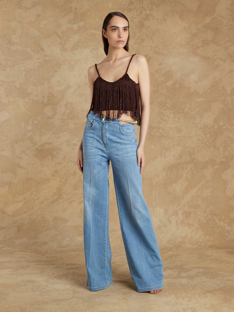 Space Simona Corsellini Denim largo in tela comfort meccanico Italia