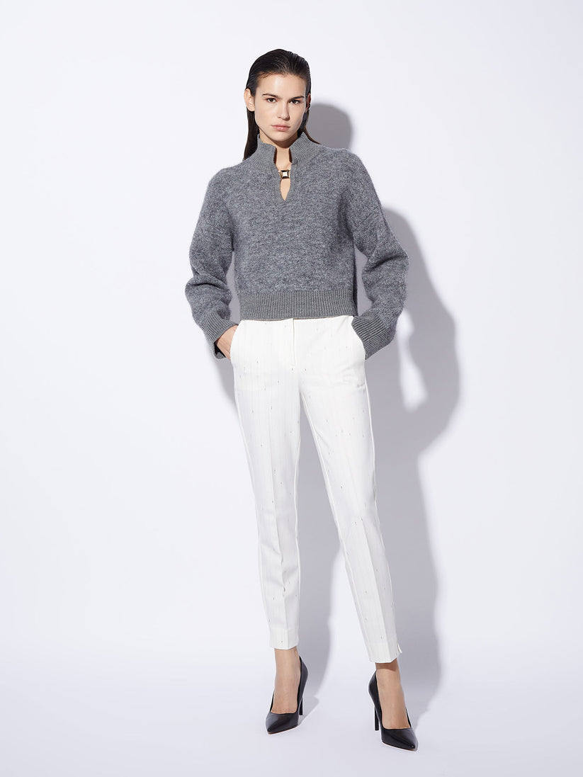 Space Simona Corsellini Pantalone a sigaretta gessati con spacchi in fondo Promozione