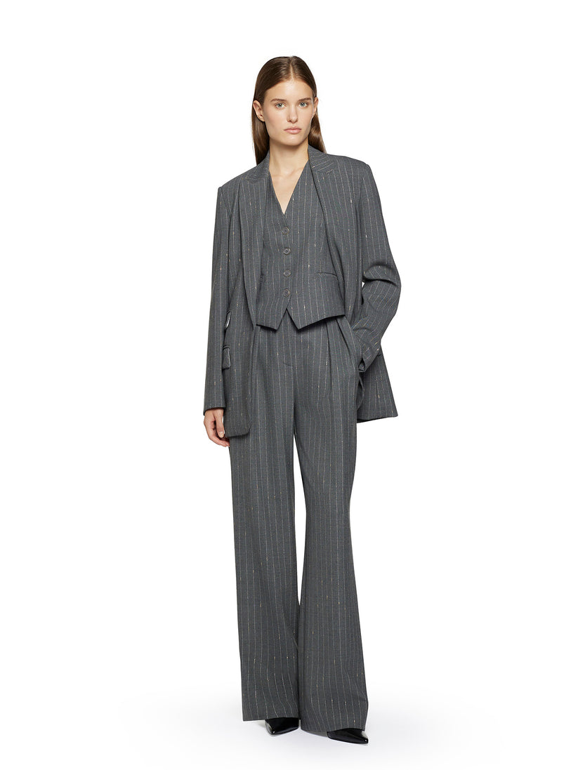 Space Simona Corsellini Pantalone Largo gessato con doppia pence Soddisfazione Garantita