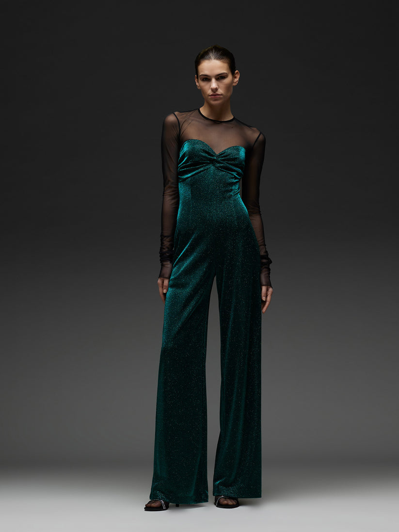 Space Simona Corsellini Tuta in jersey lurex con inserto in tulle Acquista Ora