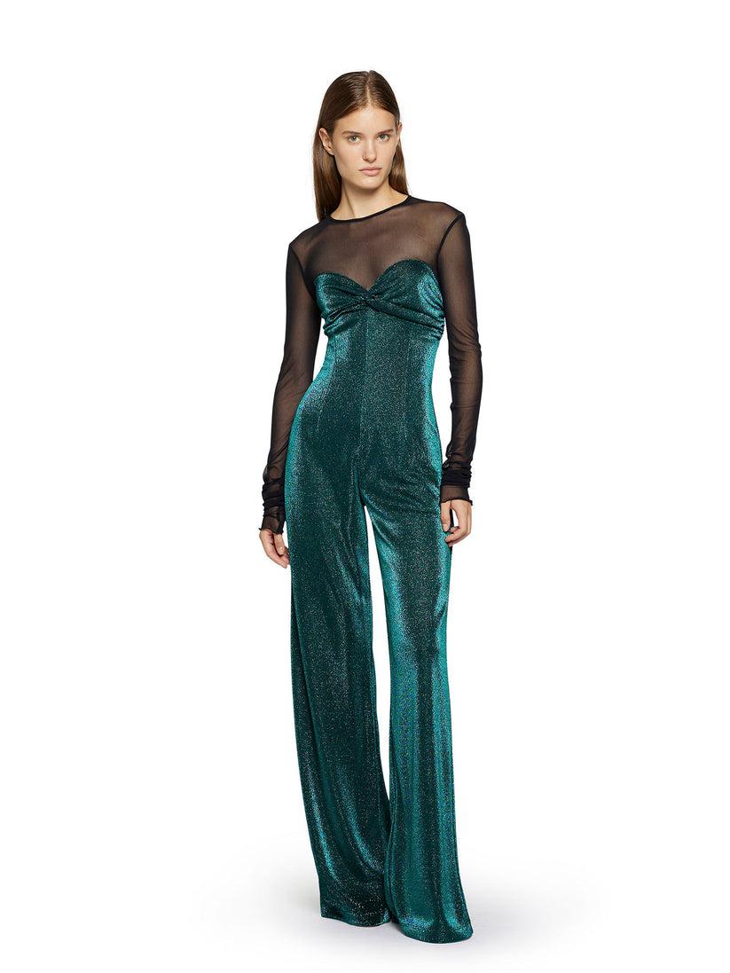 Space Simona Corsellini Tuta in jersey lurex con inserto in tulle Acquista Ora