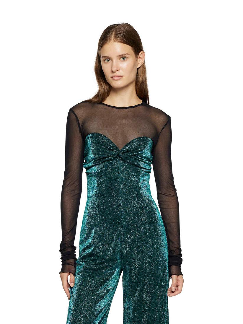 Space Simona Corsellini Tuta in jersey lurex con inserto in tulle Acquista Ora