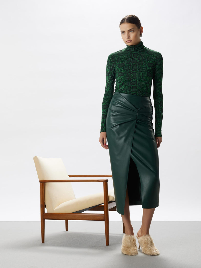 Space Simona Corsellini Gonna in vegan leather con nodo in vita Offerta