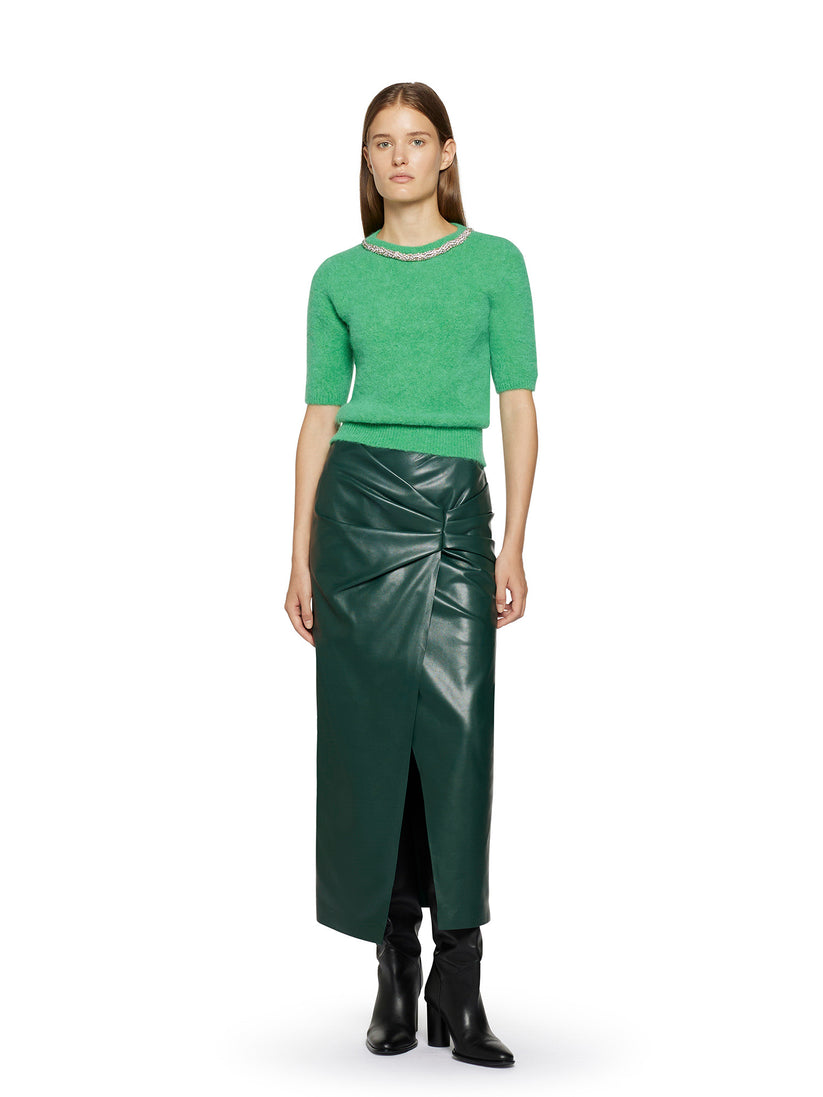 Space Simona Corsellini Gonna in vegan leather con nodo in vita Offerta