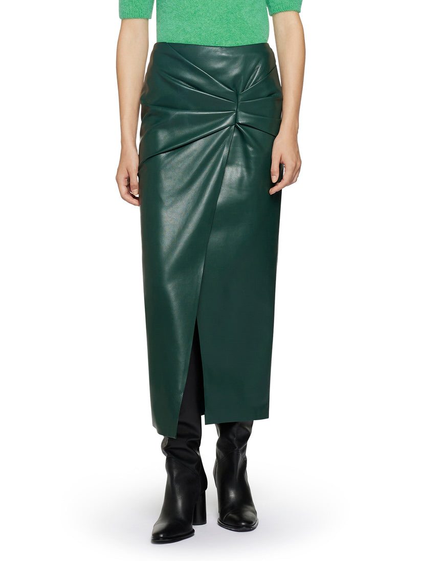 Space Simona Corsellini Gonna in vegan leather con nodo in vita Offerta