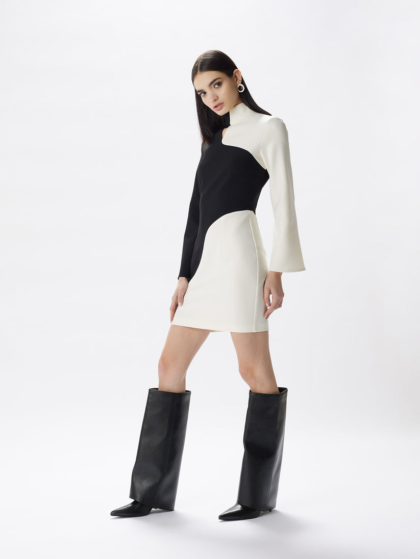 Space Simona Corsellini Abito corto bicolor con frange metalliche Outlet