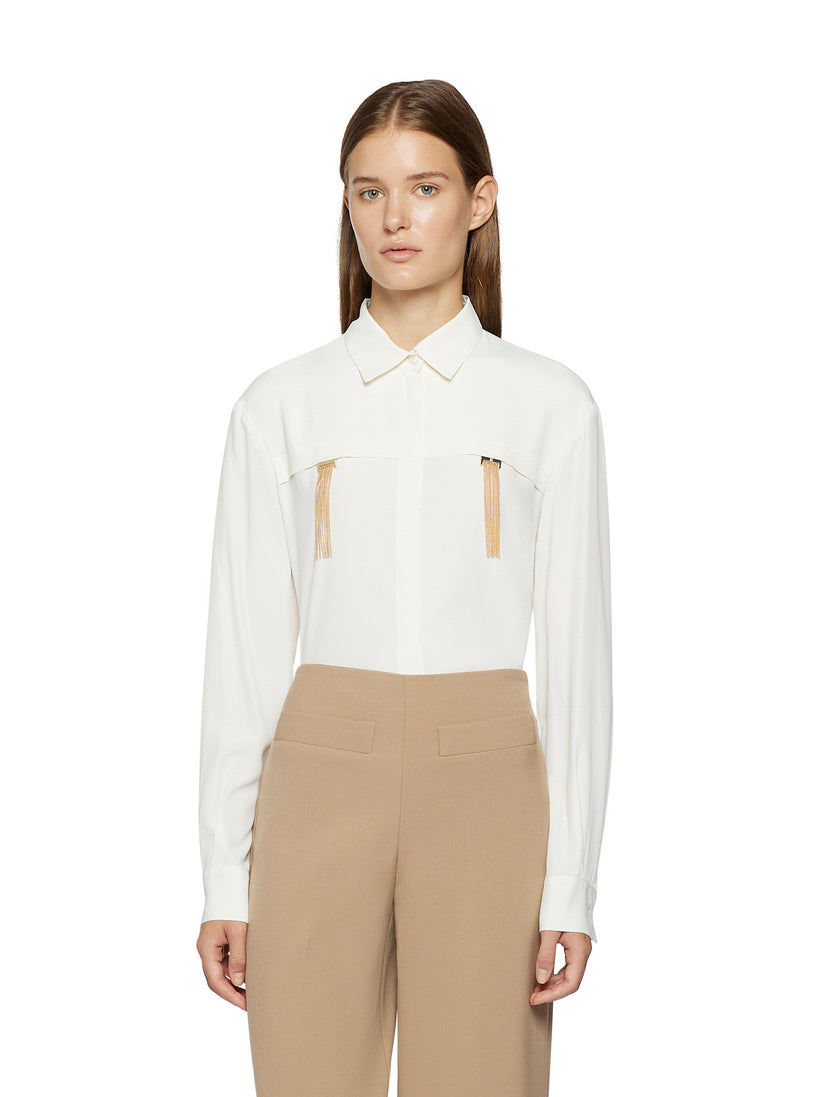 Space Simona Corsellini Camicia in acetato seta con doppio passante frange pendenti Offerte