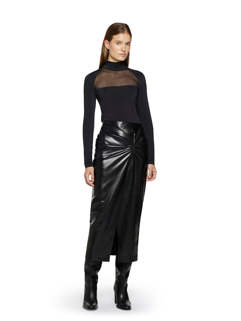Space Simona Corsellini Gonna in vegan leather con nodo in vita Negozio