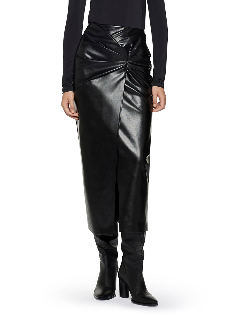 Space Simona Corsellini Gonna in vegan leather con nodo in vita Negozio