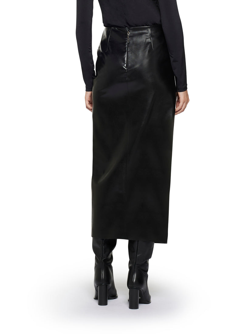 Space Simona Corsellini Gonna in vegan leather con nodo in vita Negozio