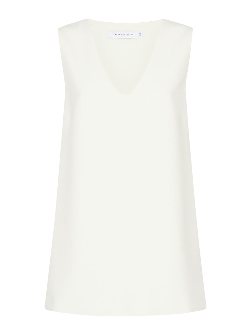 Space Simona Corsellini Tunica in poly cotone viscosa elastan con scollo a V Fino Al -60%