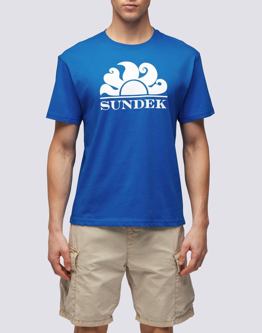 Sundek T-SHIRT GIROCOLLO CON STAMPA LOGO m021tej7800-a2201 Nuovo