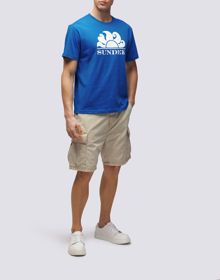 Sundek T-SHIRT GIROCOLLO CON STAMPA LOGO m021tej7800-a2201 Nuovo
