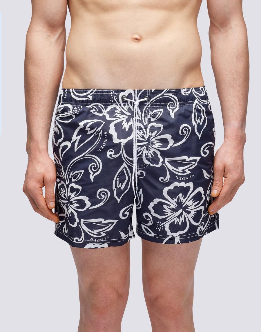 Sundek COSTUME A PANTALONCINO CORTO VITA ELASTICATA STAMPA ARCHIVE HIBISCUS m504bdta1ia-661ia Nuovo