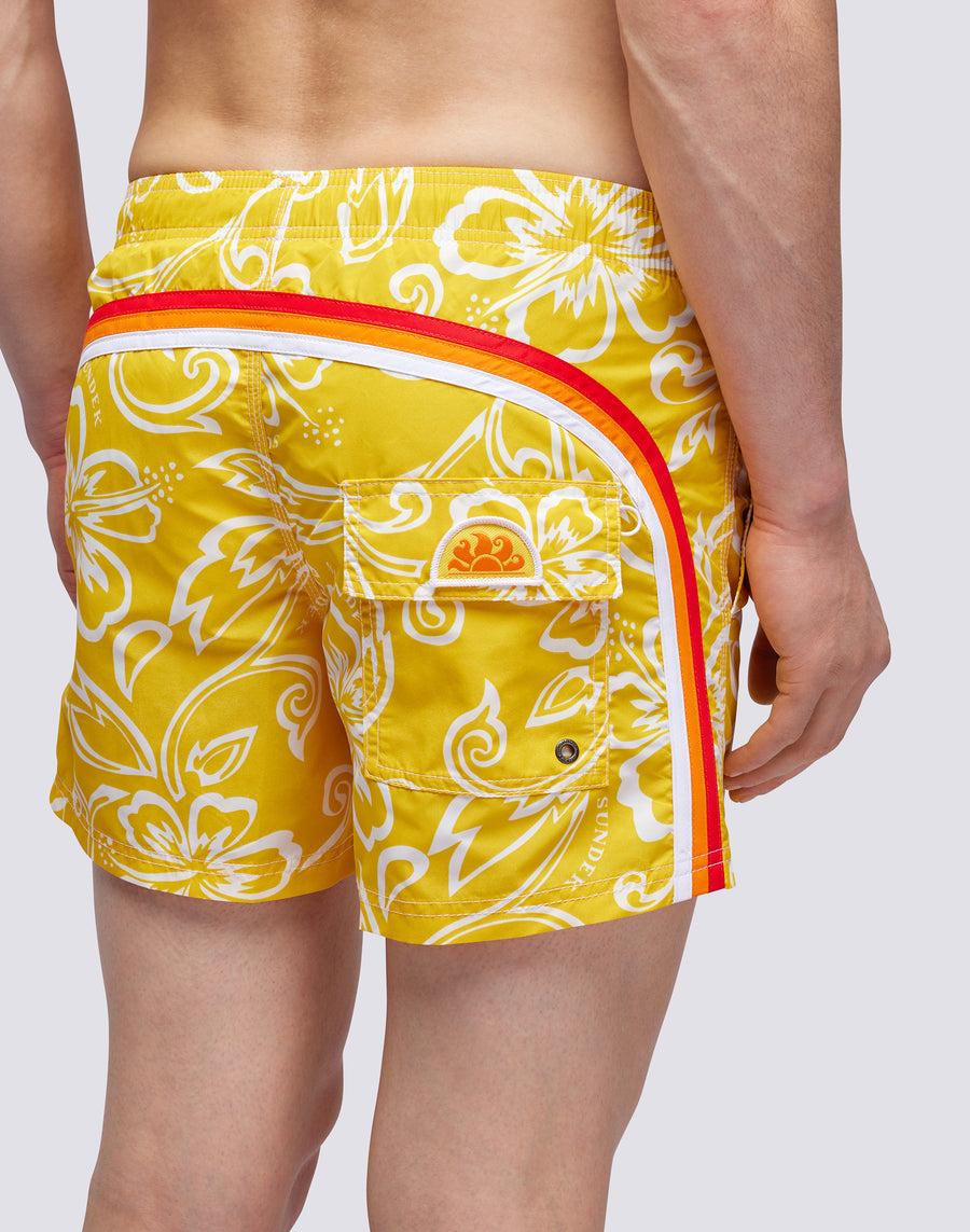 Sundek COSTUME A PANTALONCINO CORTO VITA ELASTICATA STAMPA ARCHIVE HIBISCUS m504bdta1ia-a29ia Pezzi Unici