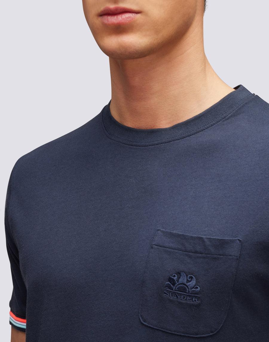 Sundek t-shirt finn girocollo con taschino M775TEJ7800-00724 Vendita Calda