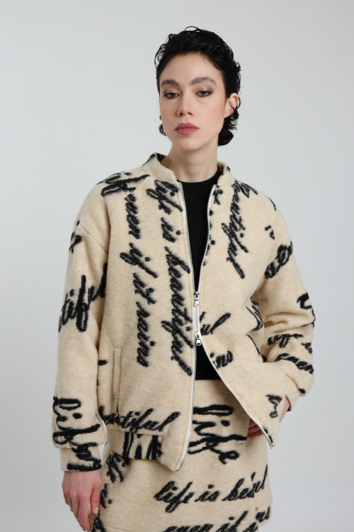 Susy Mix Bomber in Lana Cotta In Vendita