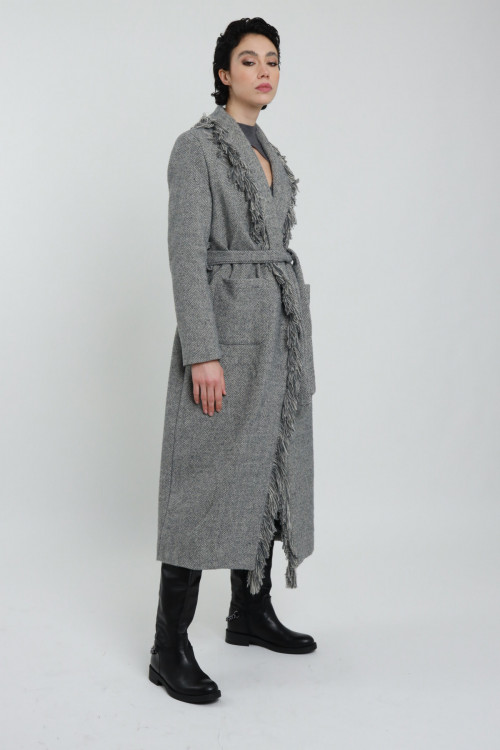 Susy Mix Cappotto con Frange In Saldo
