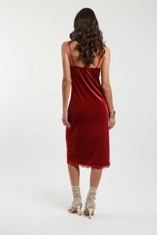 Susy Mix Abito Velluto con Pizzo Offerte