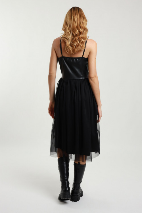 Susy Mix Abito Ecopelle e Tulle Pezzi Unici